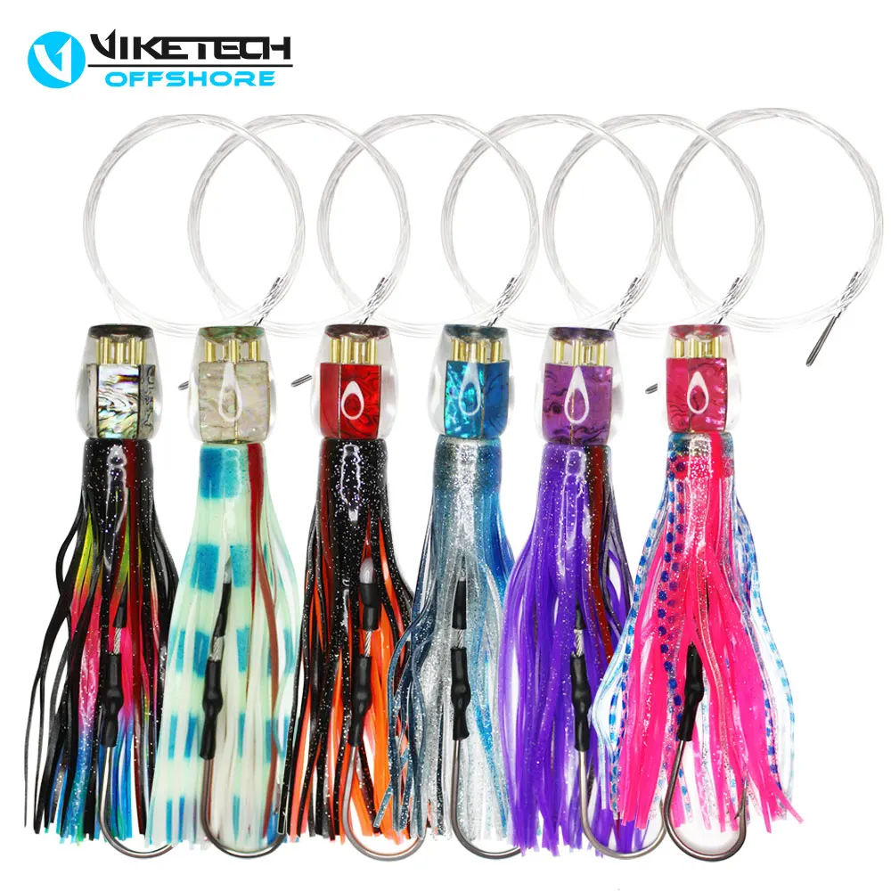 1 cebo biomimético de resina con cabeza de pulpo, cebo de falda de calamar de doble capa, para varias grandes juegos de pesca, 23,11 cm, 4 oz.