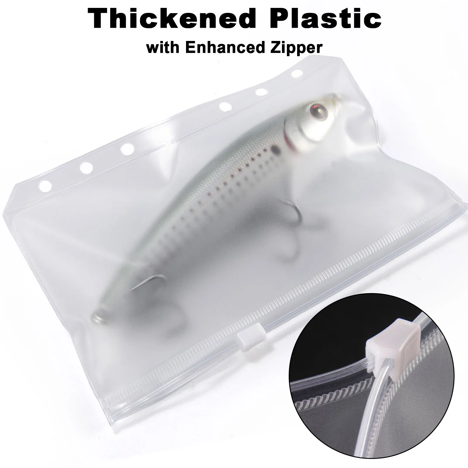Cubierta transparente para carpetas de aparejos de pesca, bolsa impermeable, bolsillo tipo billetera para pesca de trazo, plantillas de señuelos blandos, anzuelos de gusano plegables - imagen 5