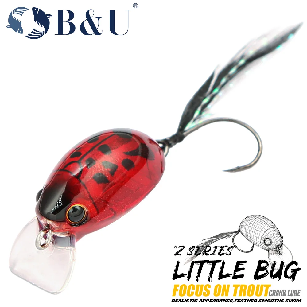 Crankbait B&U biónico con cola de pluma y anzuelo para trucha - imagen 2
