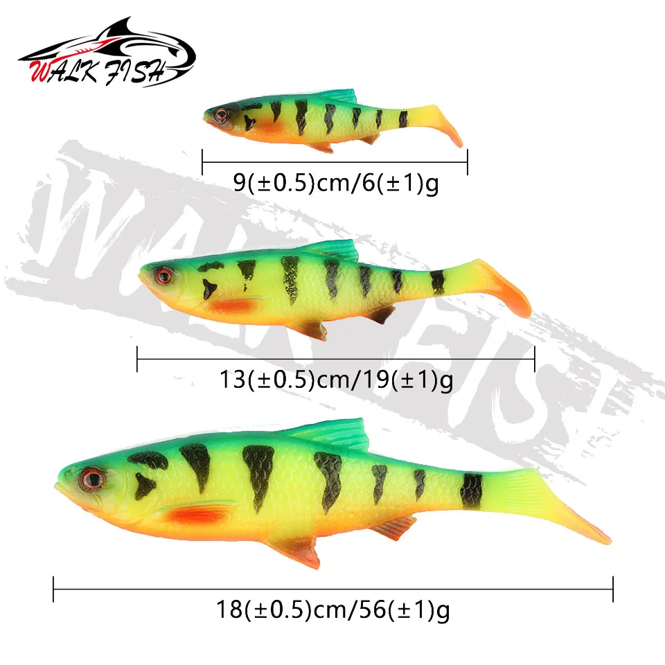WALK FISH señuelo suave de goma, plantilla de lubina Artificial, Wobbler de silicona, 6g, 19g, 56g - imagen 2