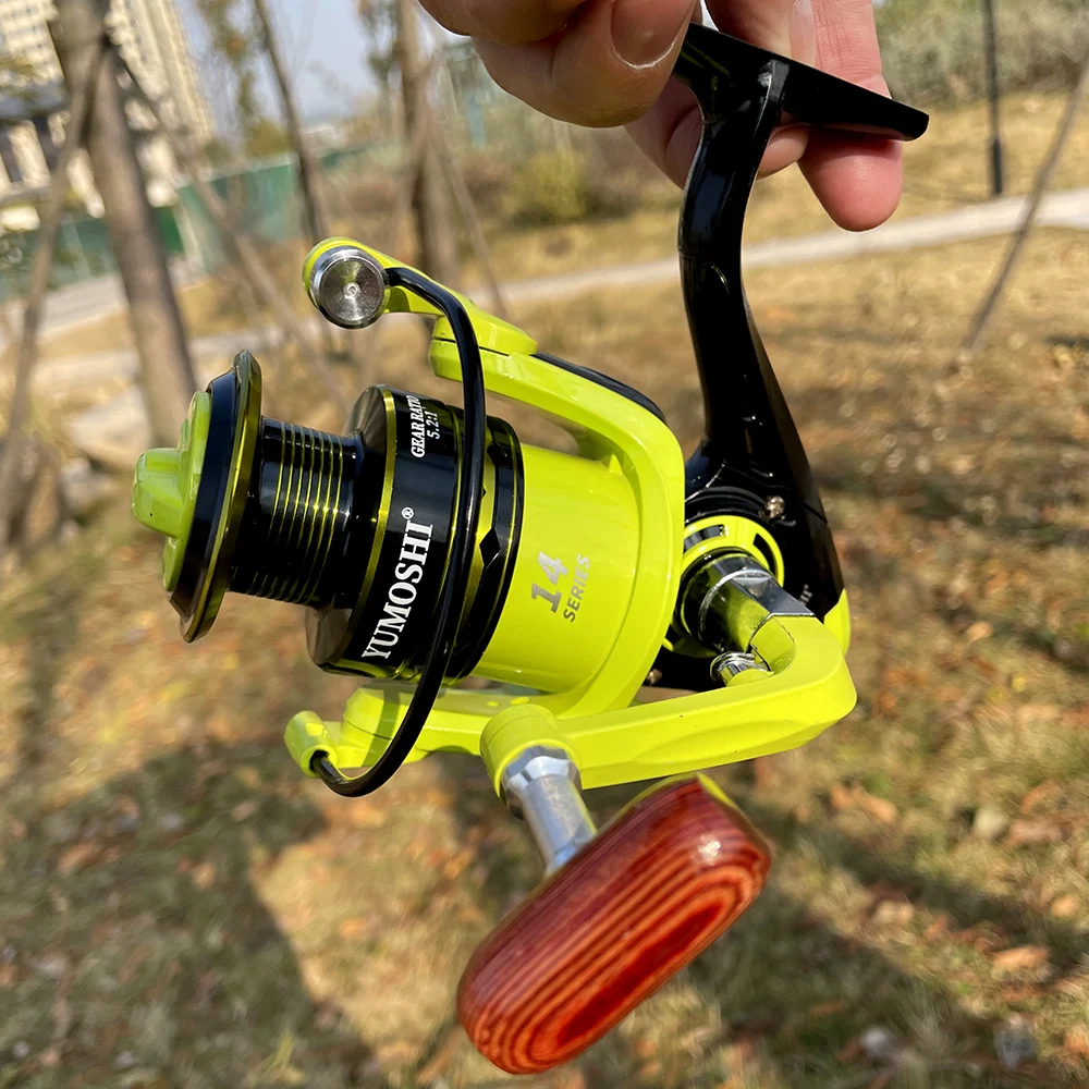 Carrete giratorio de pesca, bobina de 12kg, agarre de madera, accesorios de lubina con alarma de pescado, 2000, 3000, 4000, 5000, 6000, 7000 - imagen 5