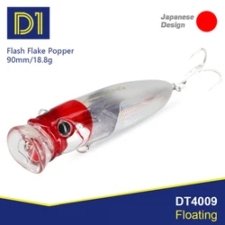 D1 Topwater Flash Flake Popper boca grande flotante para perca y lubina