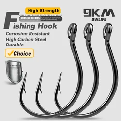 Gancho de tiro de gota de 9KM, 50 ~ 200 Uds., aparejo de tiro de gota, anzuelos de pesca de lubina, anzuelo de gusano de acero rico en carbono