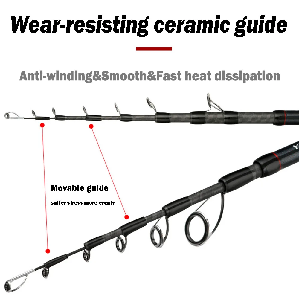 Goture-caña de pescar telescópica de carbono superduro, aparejos de pesca de potencia MH, caña de fundición giratoria de 2,1-3,0 M, 5-40g, peso del señuelo rápido - imagen 4