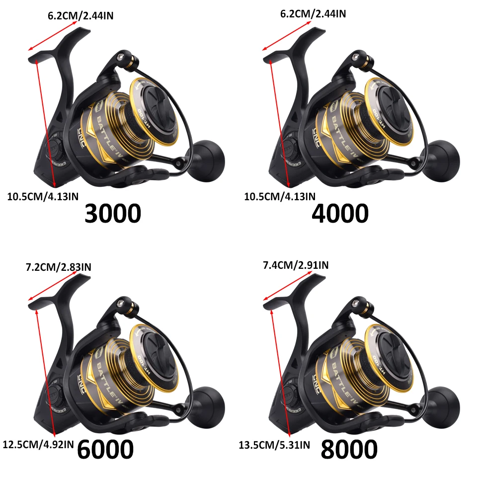 Nuevo carrete giratorio PENN BATTLE 4 3000-8000 carrete de pesca 5 + 1 BB con cuerpo totalmente de Metal carrete giratorio precarga mango CNC - imagen 5