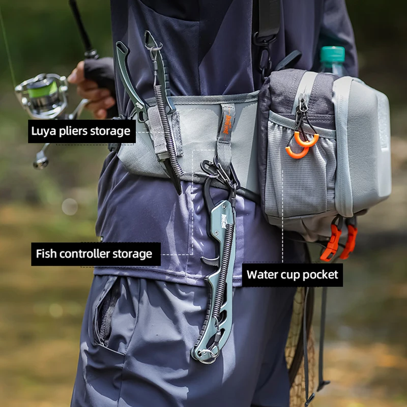 Riñonera de pesca con señuelo con soportes para caña, accesorios grandes para cajas de peces, viajes al aire libre, Camping, senderismo, bolsas de pecho, aparejos, paquete para hombres - imagen 4