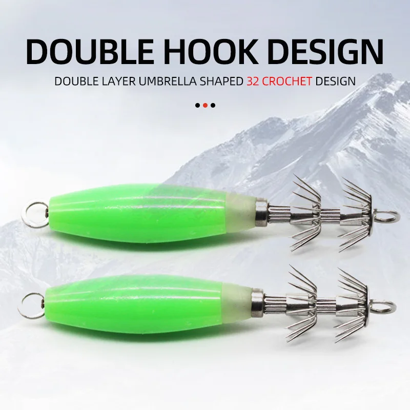 Alta calidad fluorescente luminosa pulpo calamar Jig cebo accesorios anzuelos de pesca gancho de explosión - imagen 3