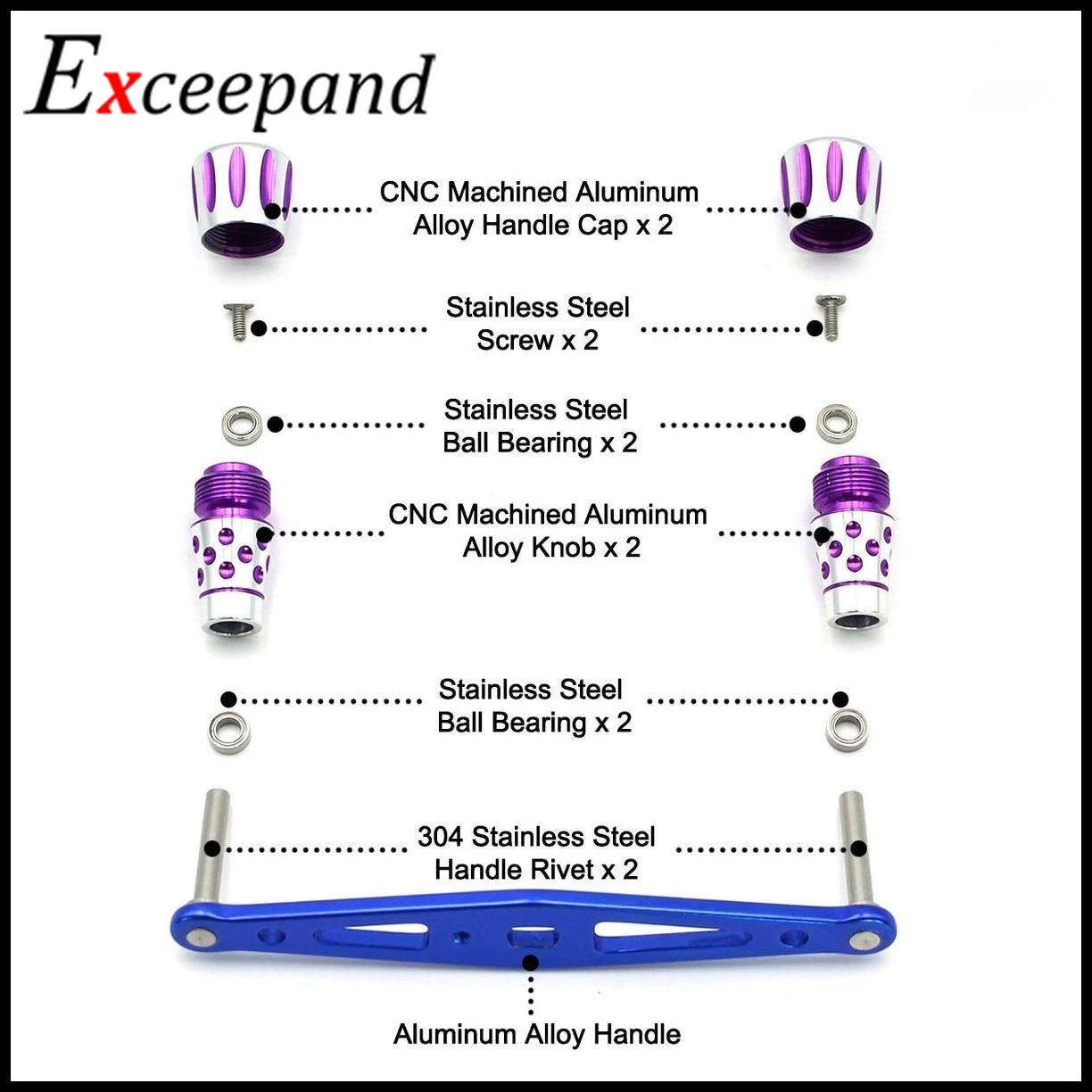 Exceepand Mango recto CNC para carrete baitcasting – Potente - imagen 2