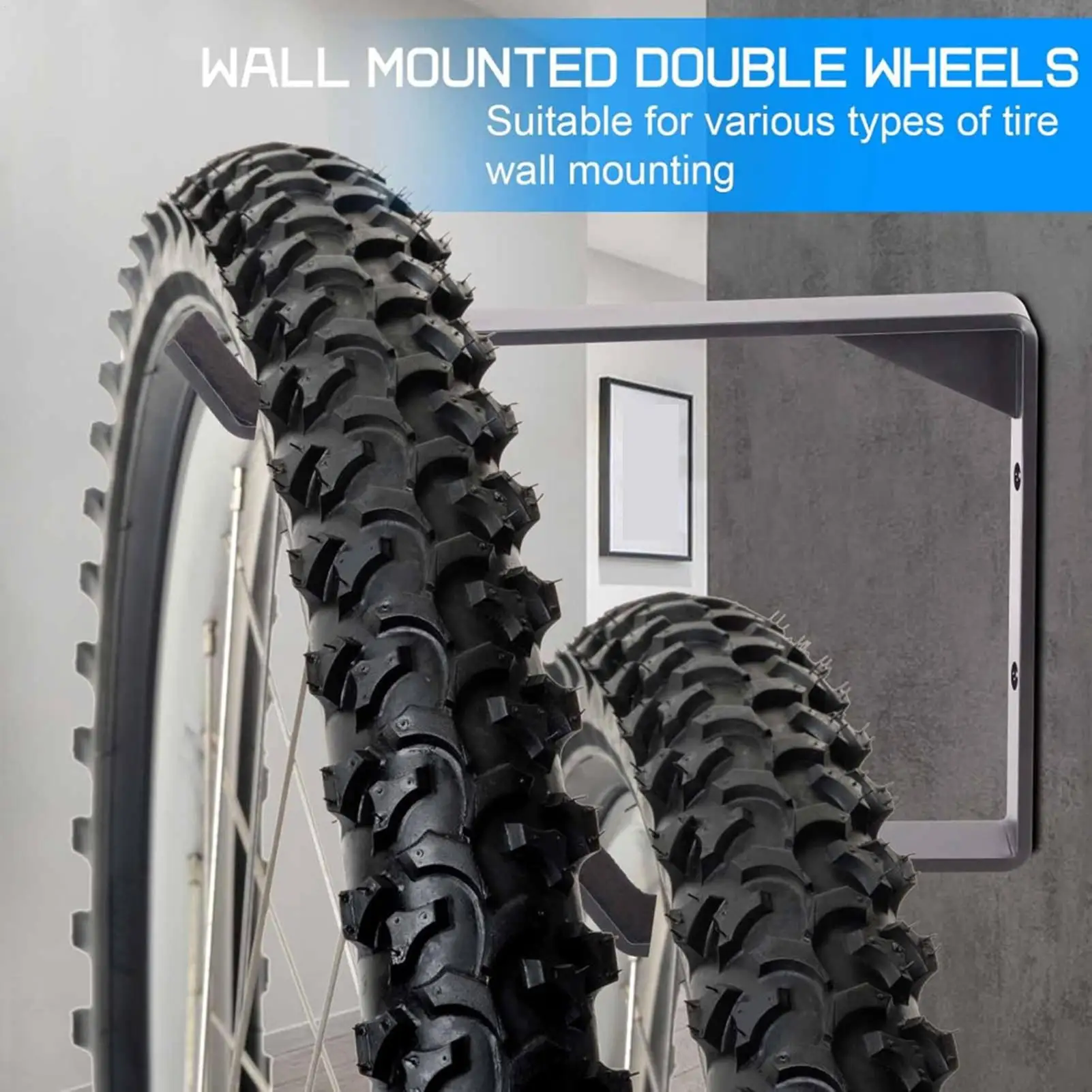 Soporte pared bicicletas con gancho vertical y sujeción de neumático - imagen 4