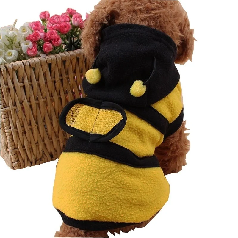 Abeja mascota cachorro abrigo ropa traje polar ropa perro gato Sudadera con capucha disfraz de Halloween Cosplay suéter sudaderas con capucha para perros - imagen 3
