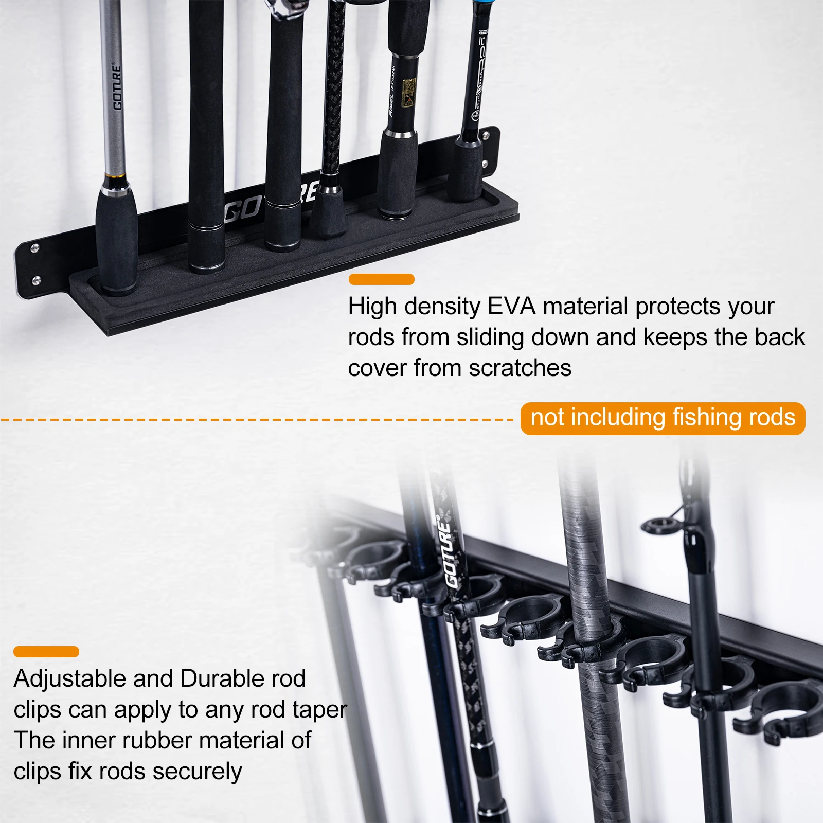 Goture-estante de exhibición para caña de pescar, soporte Vertical/Horizontal con capacidad de 12 varillas, soporte de pared para colección de caña de pescar - imagen 3