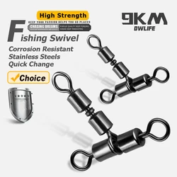 Giratorio de 3 vías 9KM – Conector en T doble para pesca