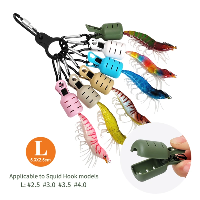 Nuevo Kit Protector de cebo de plantilla de calamar, 6 uds., cubierta de gancho de pulpo Egi, paraguas de sepia, tapa de señuelo, accesorios de funda Egi con mosquetón - imagen 5
