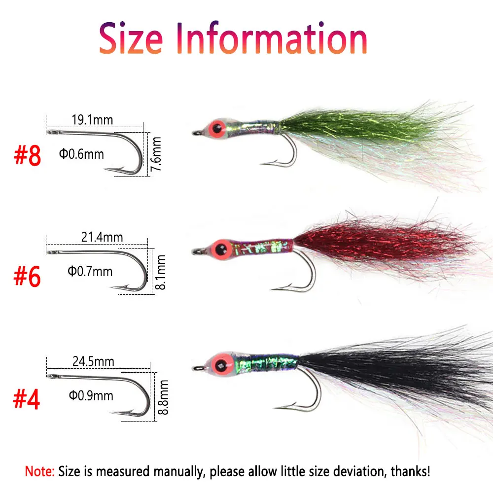 Bimoo 8/9 piezas # 4 # 6 ojos de pez epoxi 3D, serpentina de pececillo, moscas de pesca de agua dulce y salada, trucha, lubina, Señuelos de Pesca - imagen 4