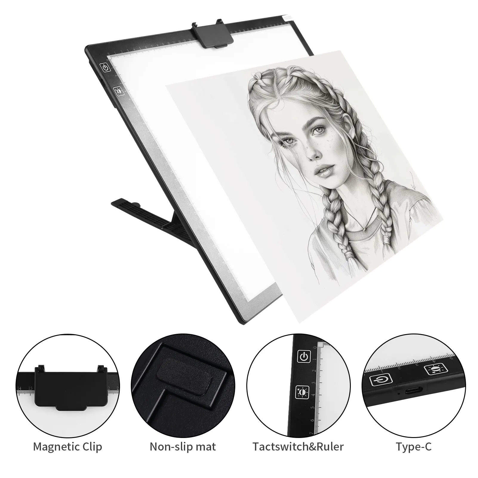 Caja de luz A3, almohadilla de luz LED inalámbrica con soporte ajustable, almohadilla de luz de rastreo recargable para Kits de adornos de pintura de diamante 5D - imagen 4