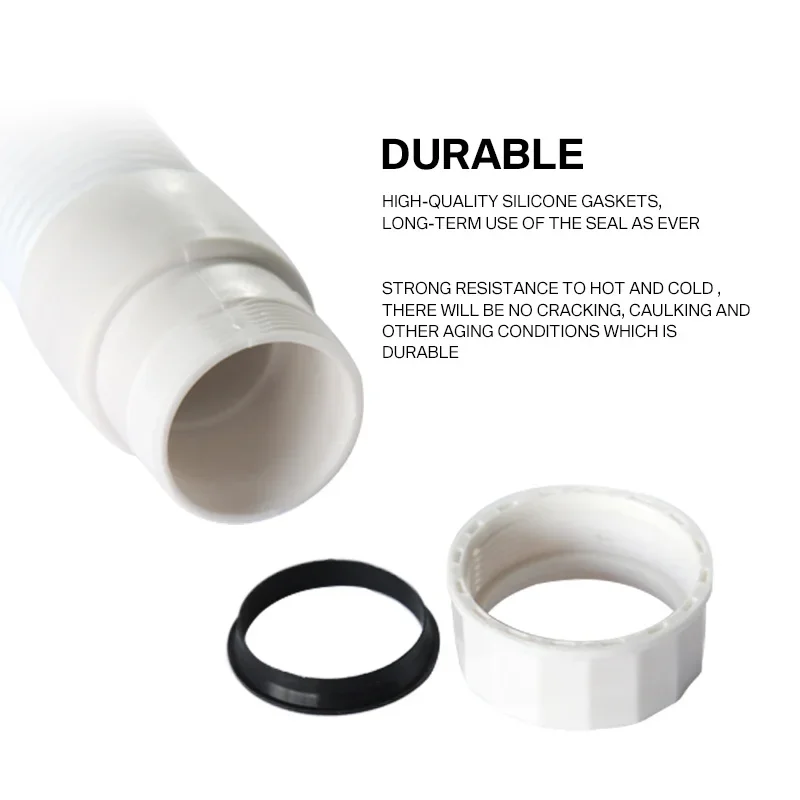Tubo de alcantarillado de cocina de 36-79cm, desagües flexibles para fregadero de baño, lavabo, manguera de plomería galvanizada, manguera estirable - imagen 4