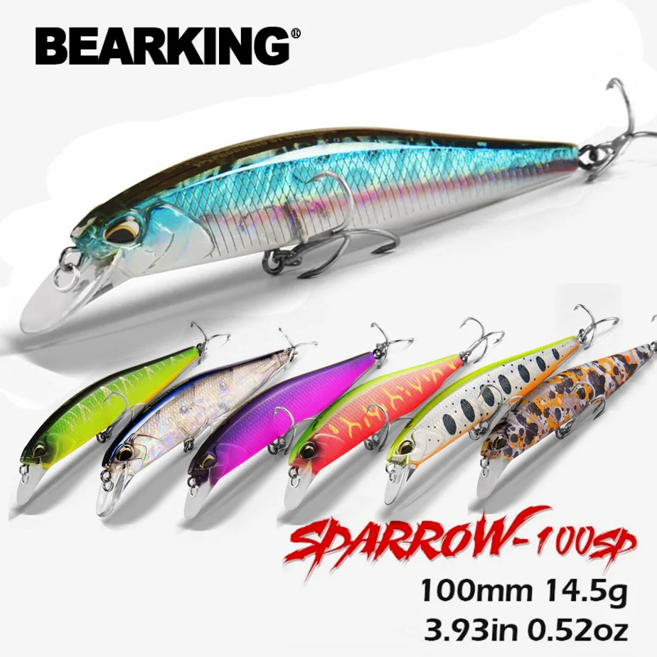 100SP Bearking suspensión Artificial 10cm 14,5g Minnow señuelo de pesca duro CrankBait buceo 0,8-1,5 m cebos Wobblers - imagen 5