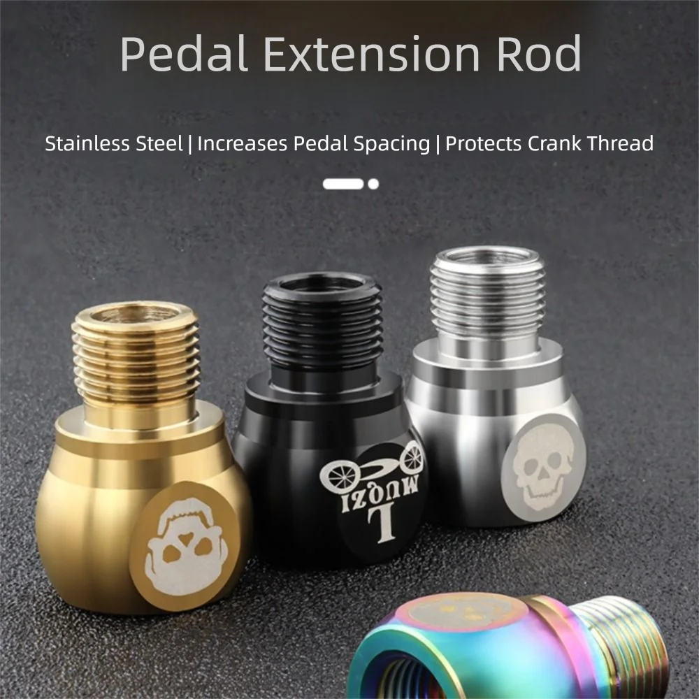 1 par de extensores de Pedal gruesos, pernos de extensión de Pedal de bicicleta de acero inoxidable de 20MM, resistentes al desgaste, ligeros