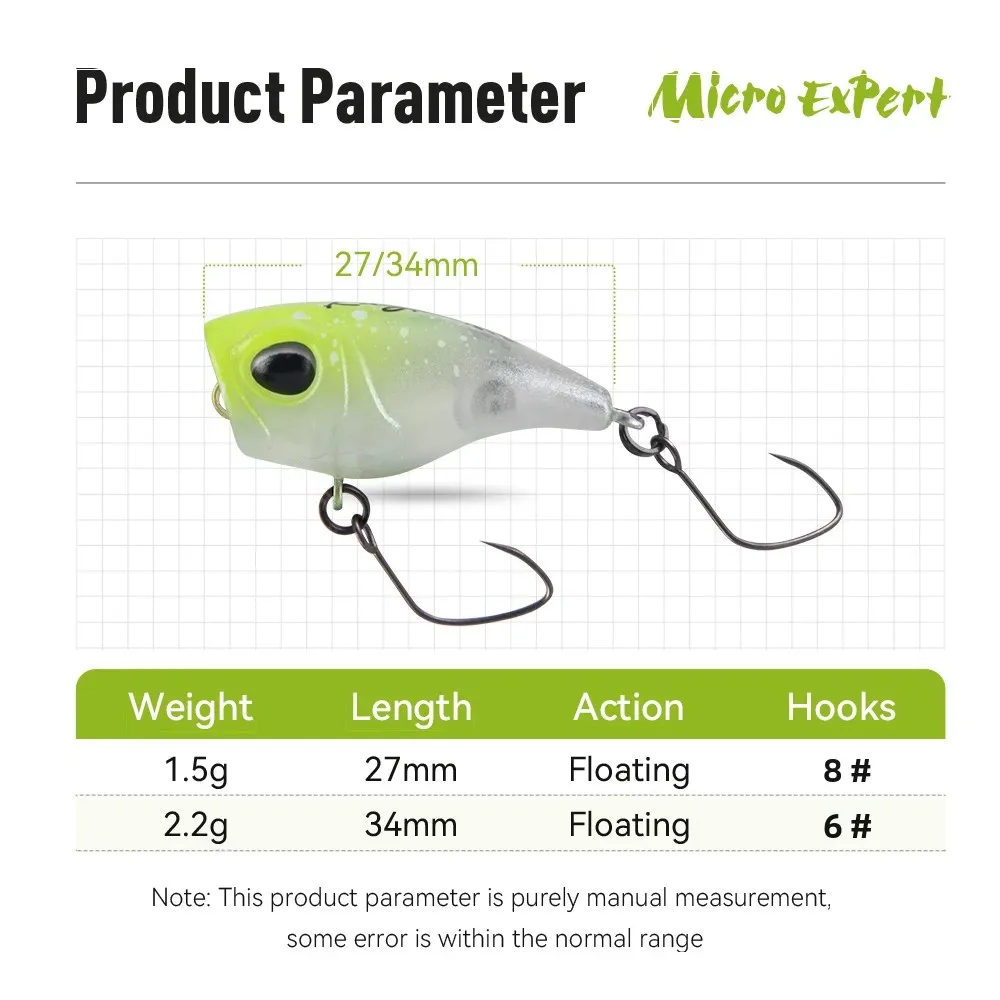 Kingdom Micro Expert Topwater Popper 1,5g 2,2g 27mm 34mm señuelo de pesca Artificial flotante cebo duro Wobblers Stream trucha lubina - imagen 3