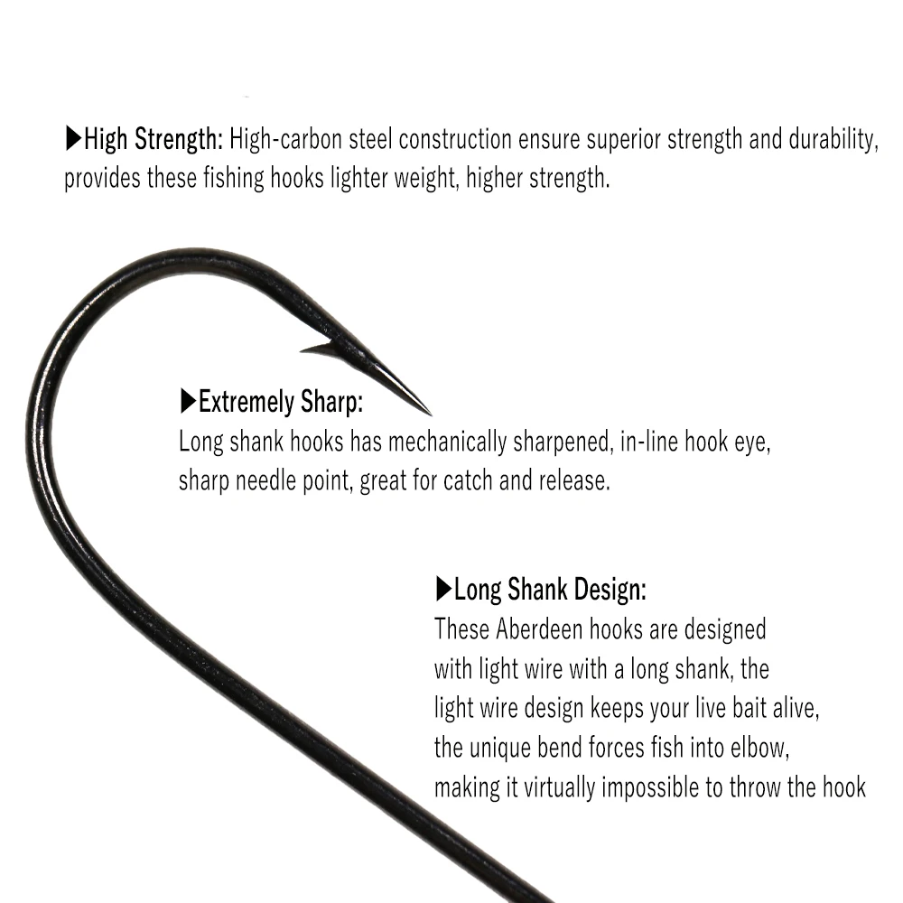 Wifreo 50 Uds Aberdeen anzuelo de pesca de vástago largo ojo anillado lubina trucha agua dulce anzuelos de pesca de mar aparejo Sabiki Streamer anzuelo con mosca - imagen 5