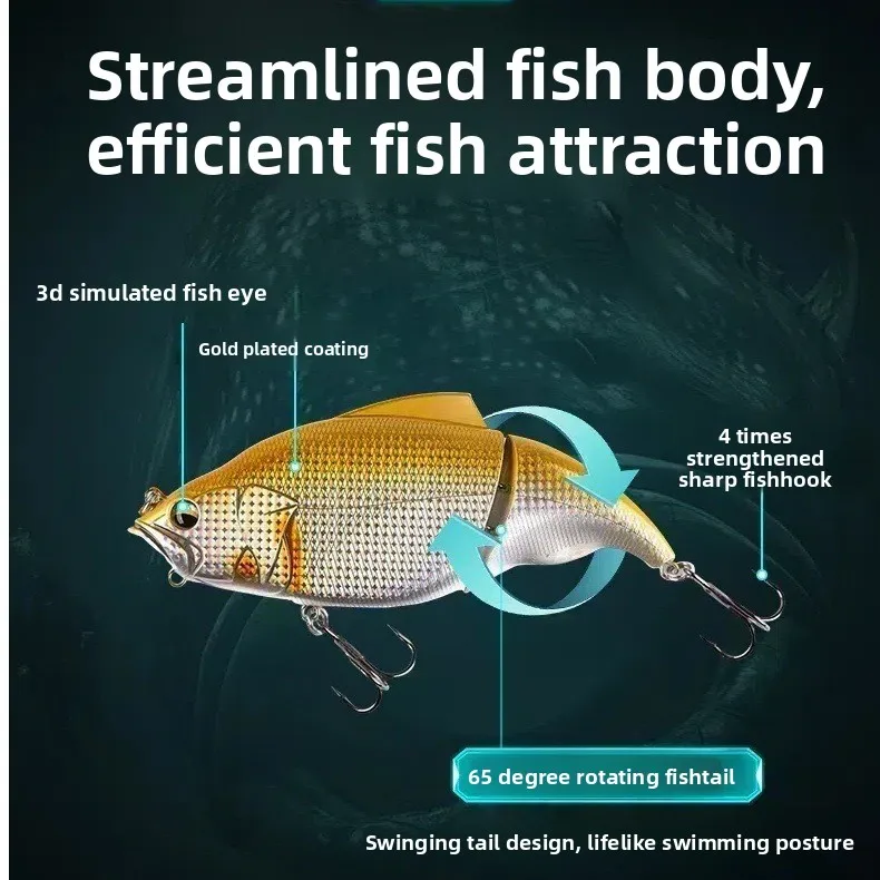 MUKUN Pike Fishing Vatalion 190mm cebo articulado con vibración Swimbait Bass señuelo 130g señuelo de pesca flotante Vatalion 190F Leurre - imagen 5