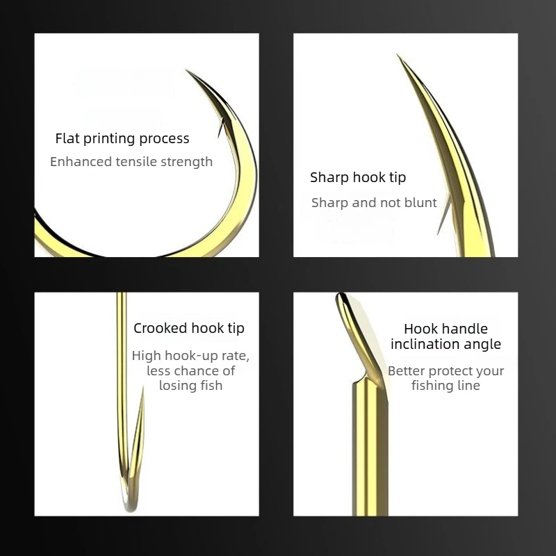 30 unids/caja anzuelos de pesca en caja boca torcida espinas importadas a granel anzuelos dorados hierba carpa pesca en el mar anzuelos grandes al por mayor púa - imagen 5