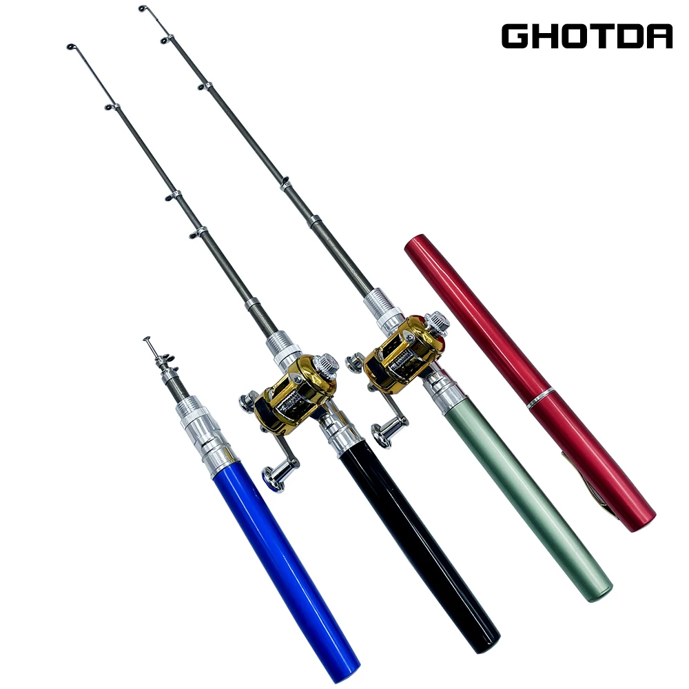 GHOTDA-caña de pescar portátil con Mini bolígrafo, accesorio plegable de viaje con carrete pequeño, Combo Stream Lake - imagen 2
