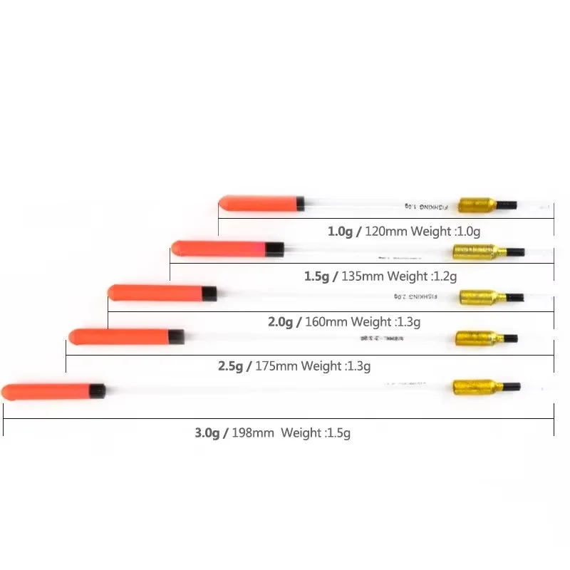 NGB 10 Uds tamaños mixtos 1G 1,5G 2G 2,5G 3G tubo flotante de pesca de plástico transparente accesorio de pesca - imagen 2