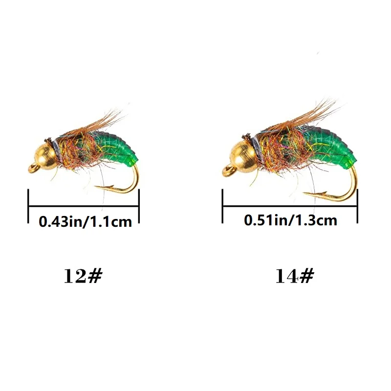 Señuelo de pesca con mosca, cebo de 5 piezas, cabeza de cuentas, plantilla de Ninfa, insectos, Mosca, hundimiento rápido, pez gato, trucha, bajo seco, agua salada - imagen 2