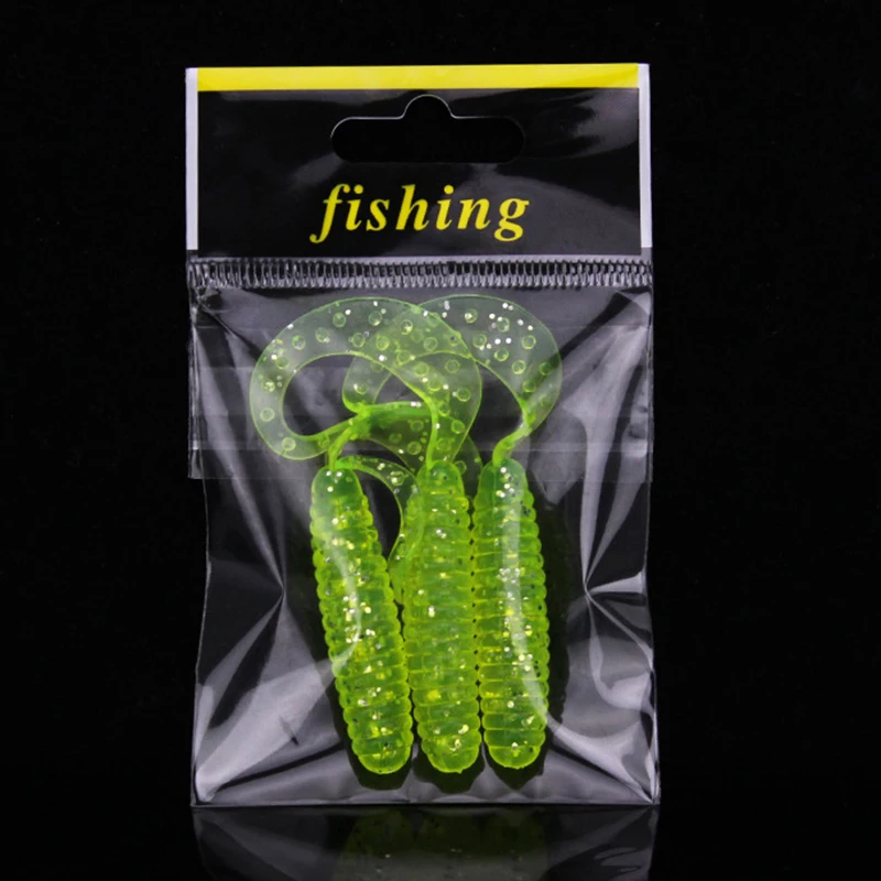 Juego de Señuelos de Pesca de cola larga, 5 uds., 6,5 cm, 2,4g, gusanos de plástico suave, cebo de Pesca, Spinnerbait de silicona, Swim Wobbler, señuelo de Pesca - imagen 5