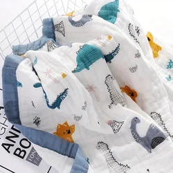 Mantas de algodón para bebé recién nacido, gasa de algodón de muselina de 6 capas, mantas envolventes suaves y absorbentes, camas, toalla de ducha transpirable