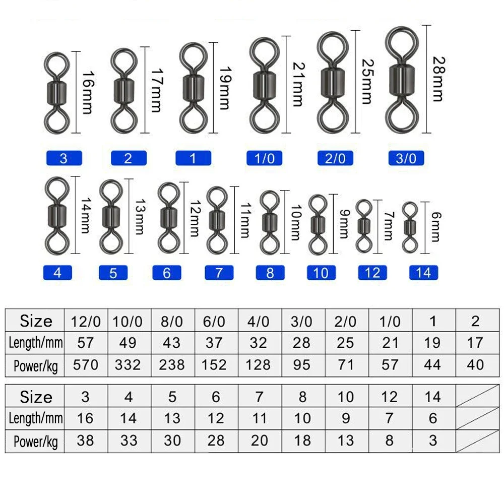 DNDYUJU 50 Uds anillo sólido giratorio LB señuelos anzuelos de pesca rodamiento de barril conector de pesca - imagen 2