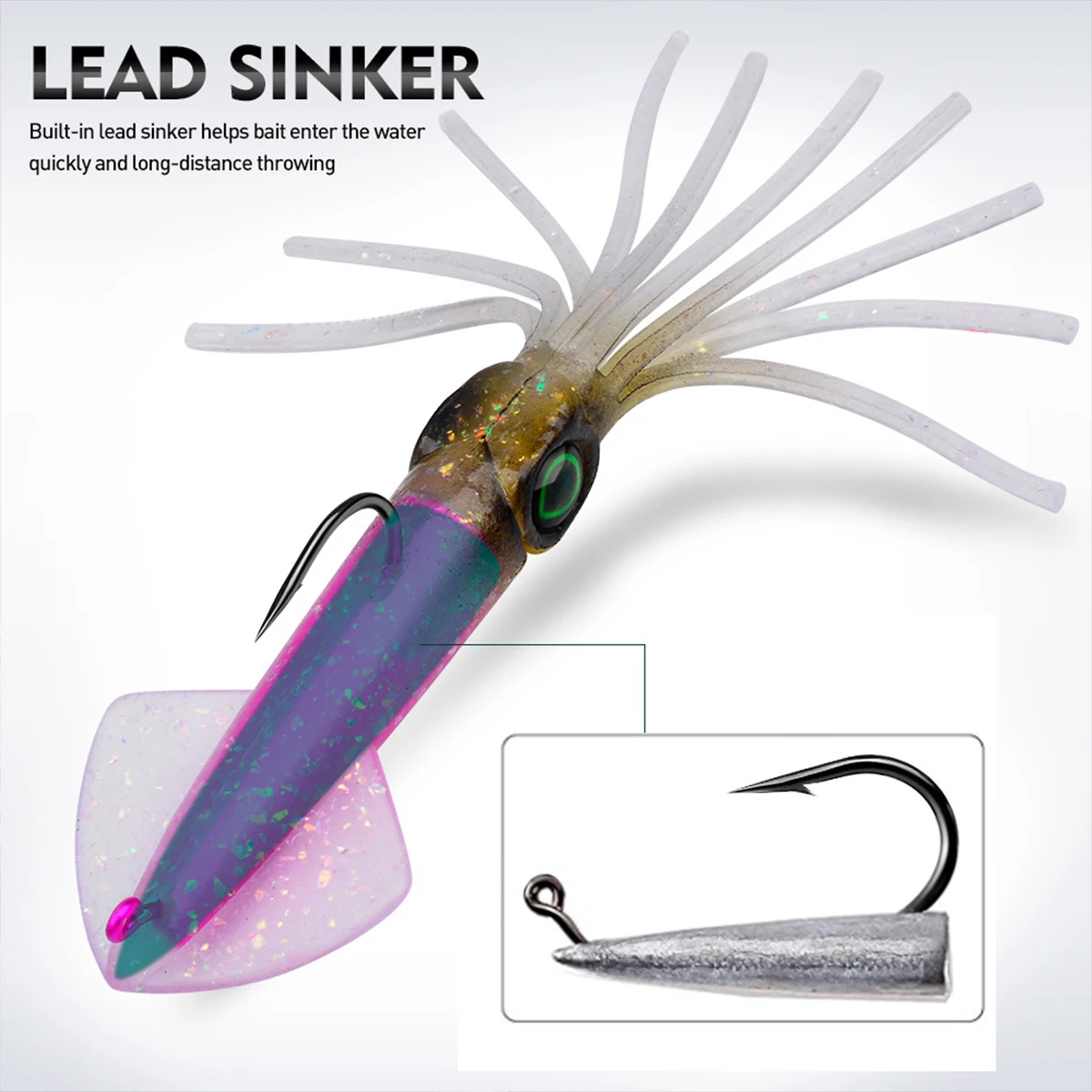 35g42g cebo de calamar suave pesca Jigging pulpo señuelos luminoso UV plantilla de calamar señuelo para pesca en aguas profundas Trolling Wobblers anzuelo de cebo - imagen 4