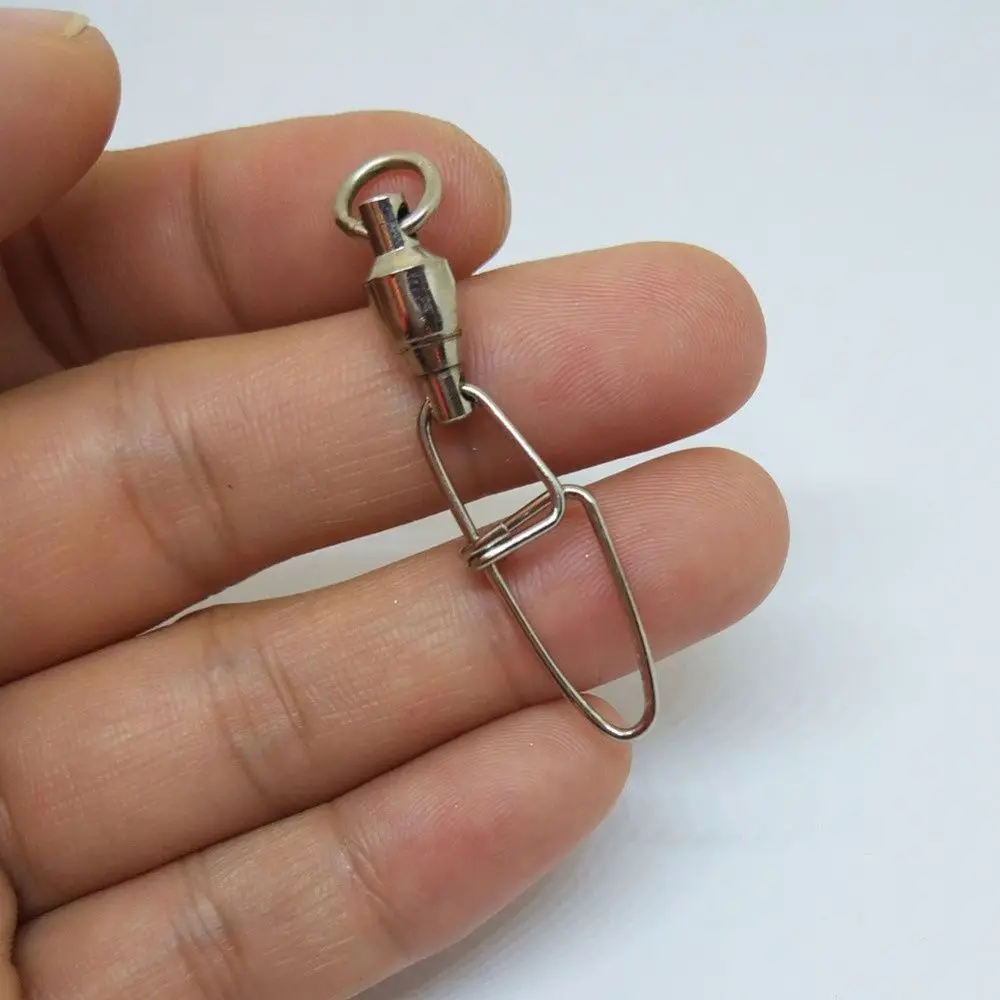 Hete verkoop 0 # - 8 # Roestvrijstalen visgerei met vat Rolling Swivel Heavy Duty Ball Fishing Snap Connector met pin - imagen 5