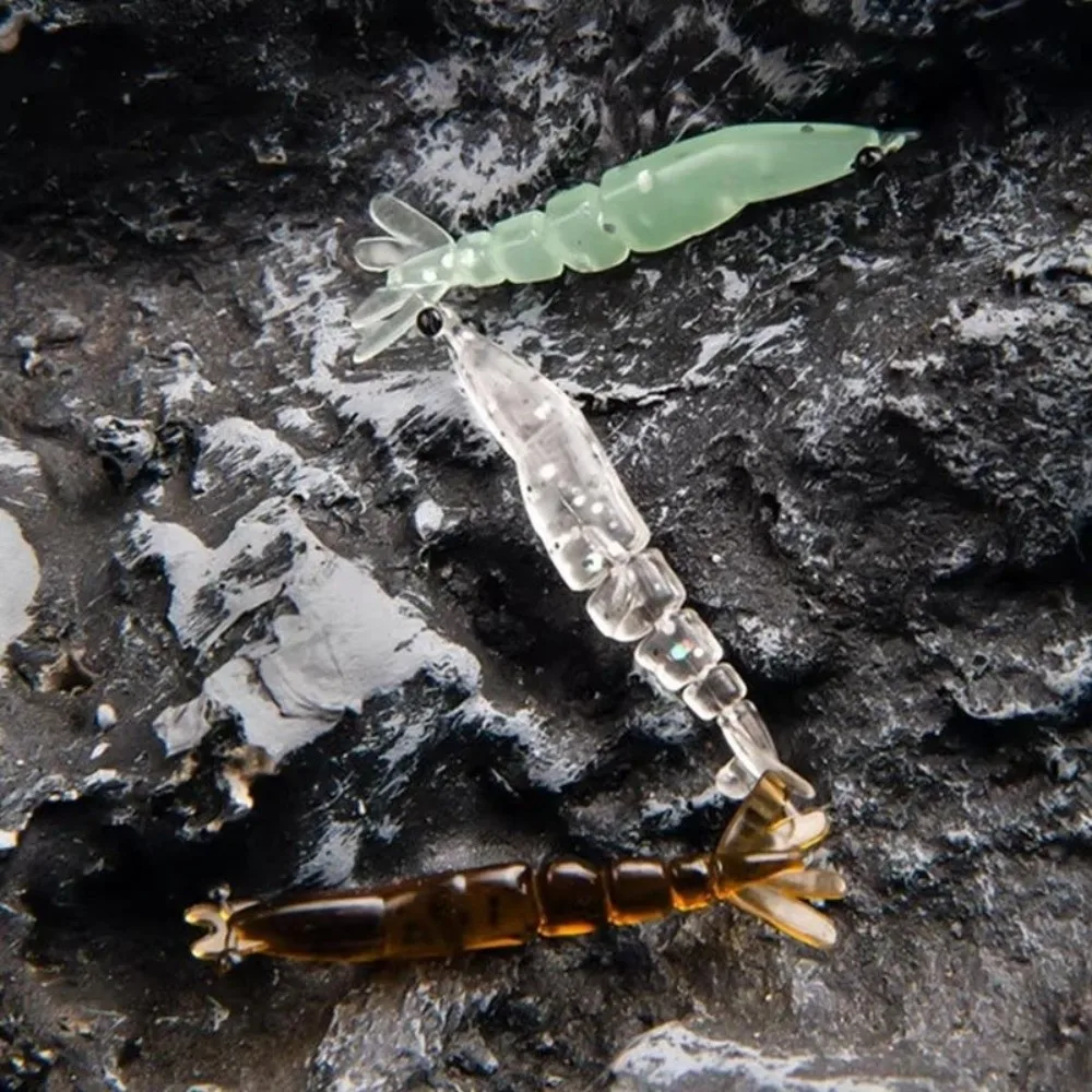 20 unids/caja 4cm de longitud luminosas camarones Swimbaits silicona suave 0,45g peso señuelo de pesca brillante efecto brillante diseño luminoso - imagen 3