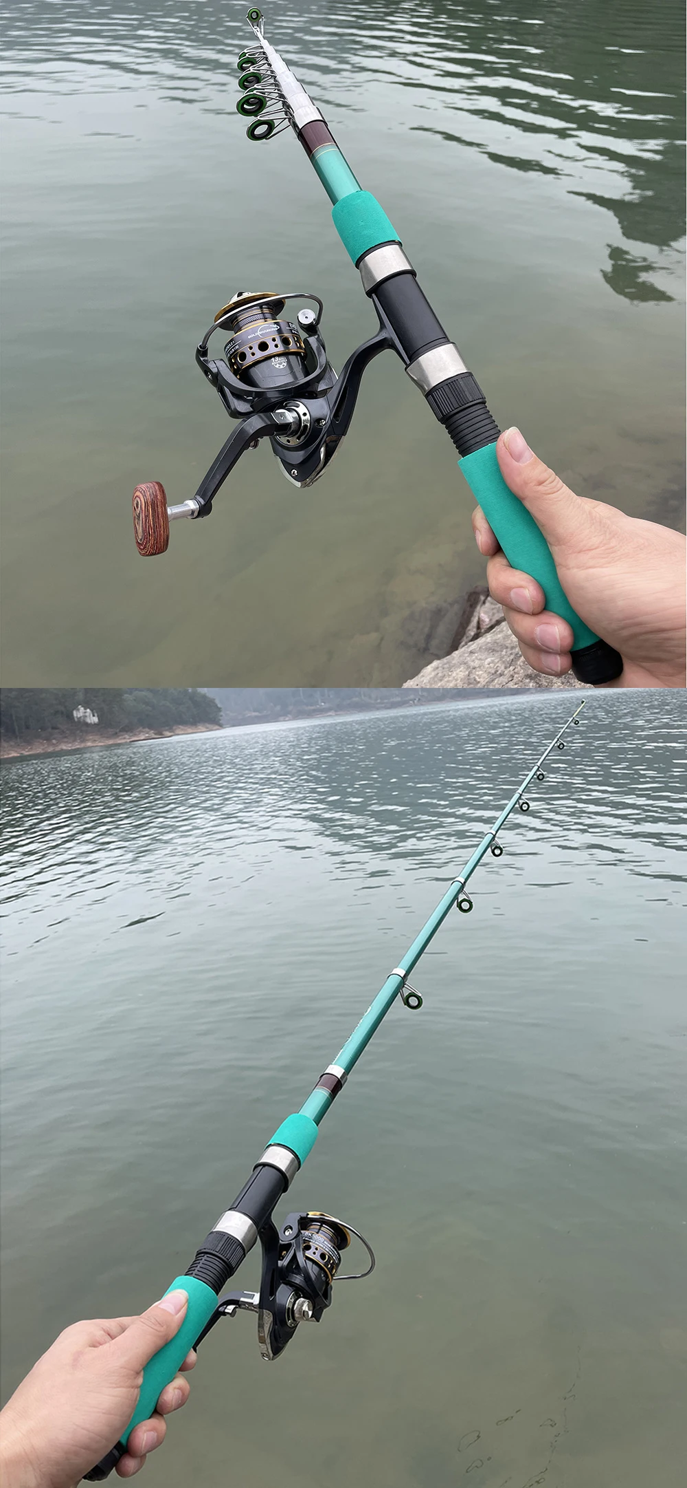 Experimente la emoción de la pesca con nuestra caña liviana de alta calidad diseñada tanto para principiantes como para pescadores experimentados