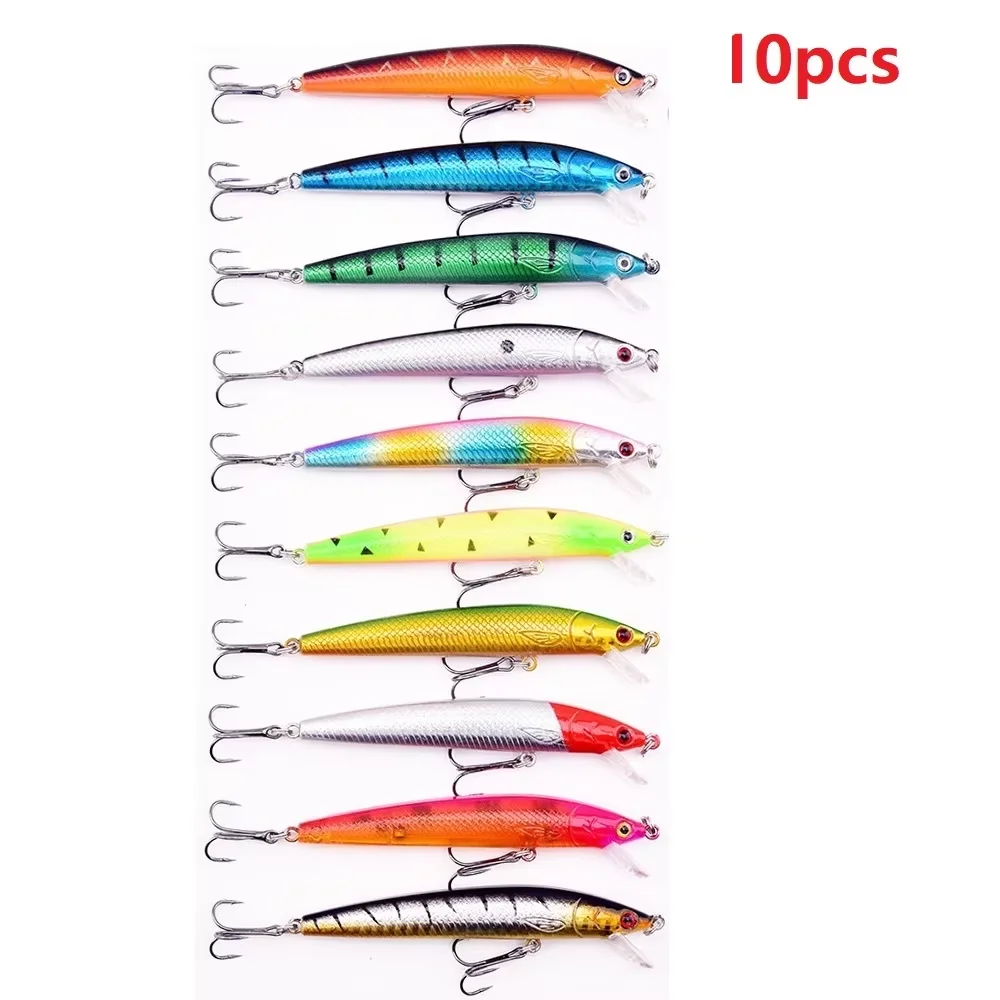 Señuelo de pesca Minnow de cola larga de 10cm, cebo duro flotante de 9g, cebo oscilante Artificial con ojos 3D, 10 colores para carpa y lubina - imagen 5