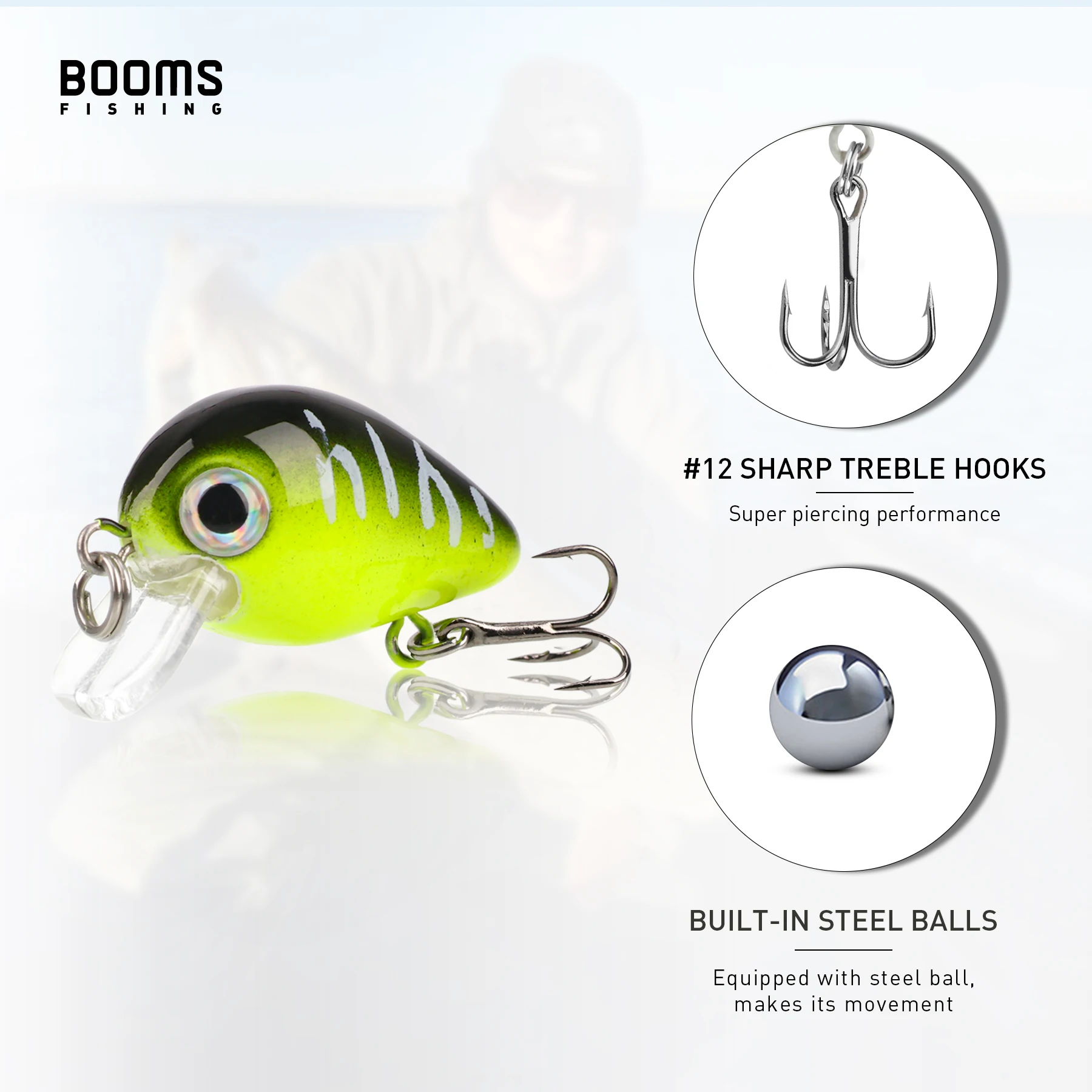 Booms Fishing CB2 5 uds Mini pequeños señuelos de pesca gordos Crankbait cebo de pez falso Artificial 29mm Wobblers duros calientes aparejos de señuelo - imagen 3