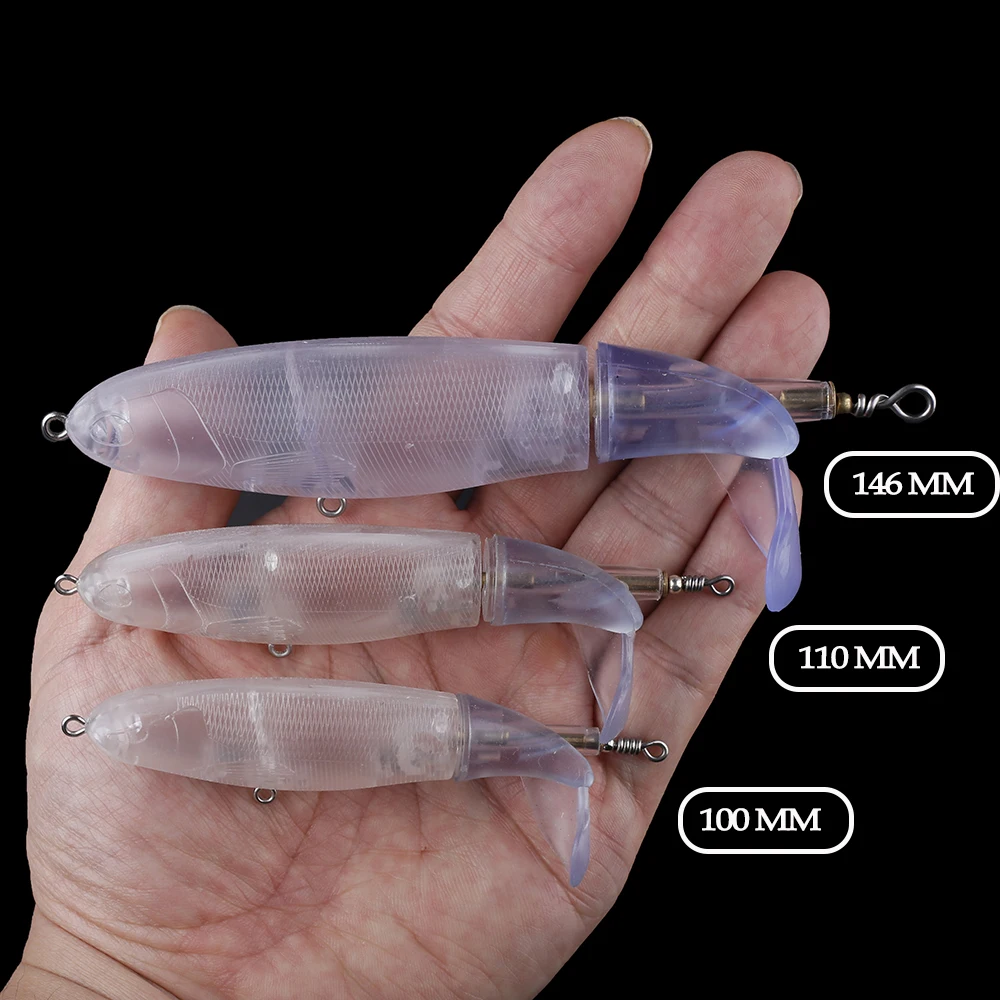 Chan'sHuang-señuelo de pesca Artificial, 10 piezas, sin pintar, giratorio, cola suave, flotante - imagen 5