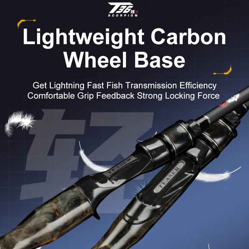 TEASER-caña de pescar giratoria de 1,98 m-2,28 m, caña de pescar ultraligera de fibra de carbono, 2 secciones, parte Fuji, aparejos de pesca - imagen 5