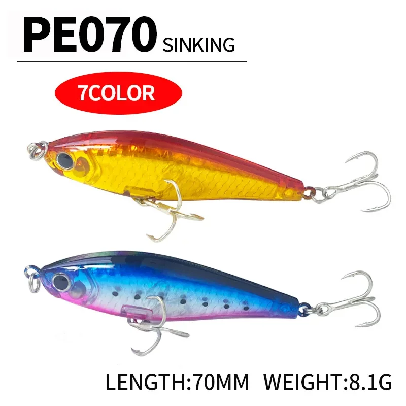 Señuelo de pesca Luya, lápiz sumergido de tiro largo, 70MM/8,1G, cebo falso de capa completa, boca doblada - imagen 3