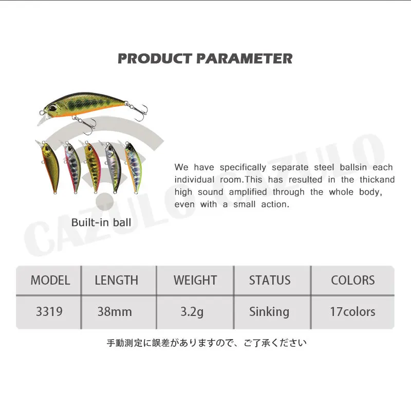 Señuelo duro De pececillo que se hunde, 1 piezas, 38mm, 3,2g, Wobblers, Micro Stream, Accesorios De Pesca De lubina, Leurre Isca Artificial - imagen 5