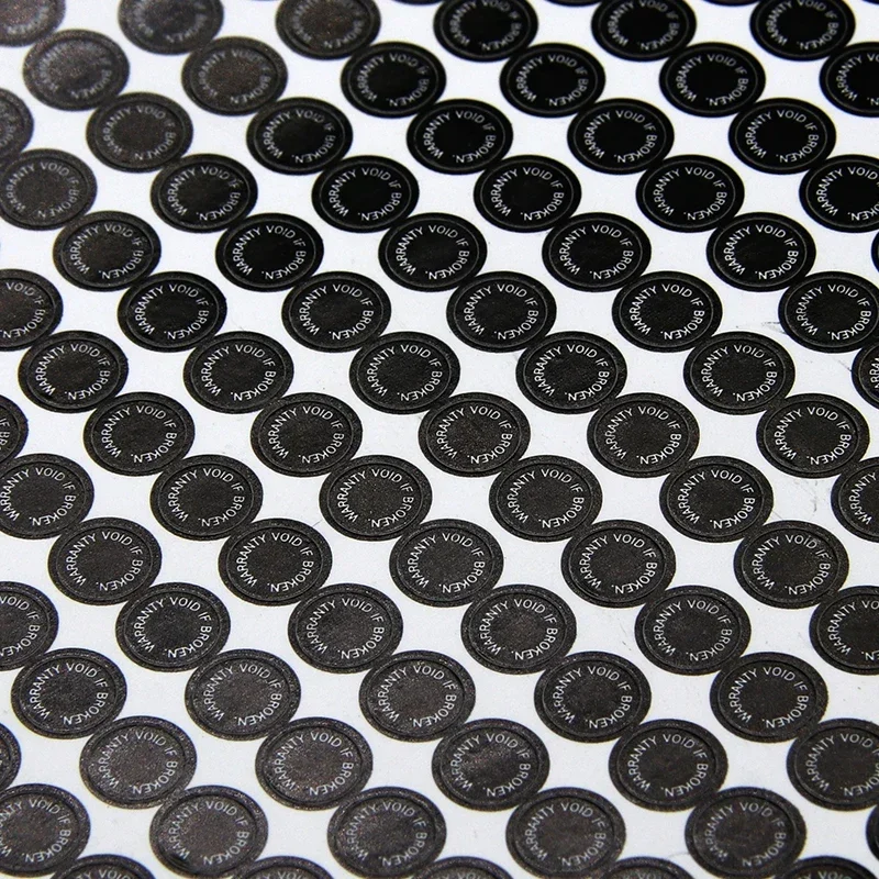 6/8/10/12/15mm de garantía VOID IF BROKEN agujero de tornillo Tamper Evident sello de seguridad a prueba de eliminación papel quebradizo pegatina de advertencia abierta - imagen 5