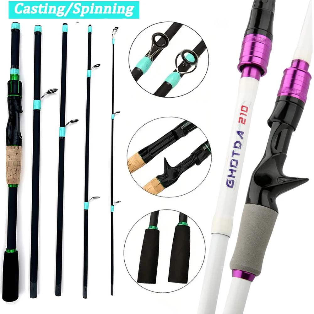 Cañas de pescar con señuelo Micro de 1,8/2,1 m, caña de viaje giratoria de carbono para Baitcasting con mango de EVA, señuelo WT 3,5g-15g, pesca de trucha y Lucio