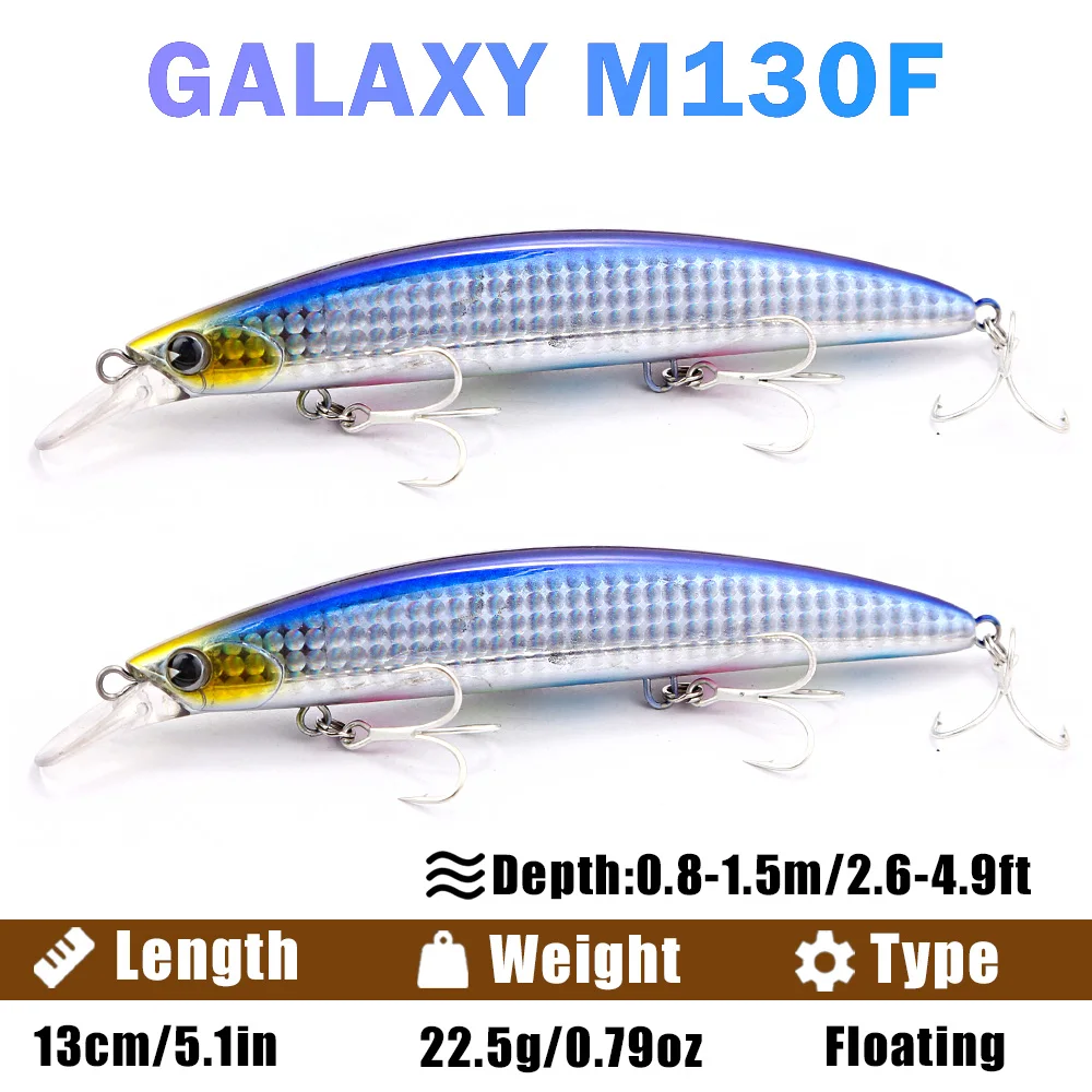 B & U pececillo flotante de agua salada 130mm Señuelos de pesca cebo Artificial láser fundición larga Trolling Wobblers Jerkbait lubina - imagen 2