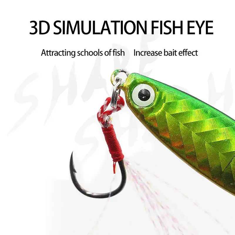 Señuelo de Pesca con impresión de simulación dura 3D, plantilla de Metal, cebo giratorio, señuelos de Jigging lento de plomo de agua salada - imagen 4
