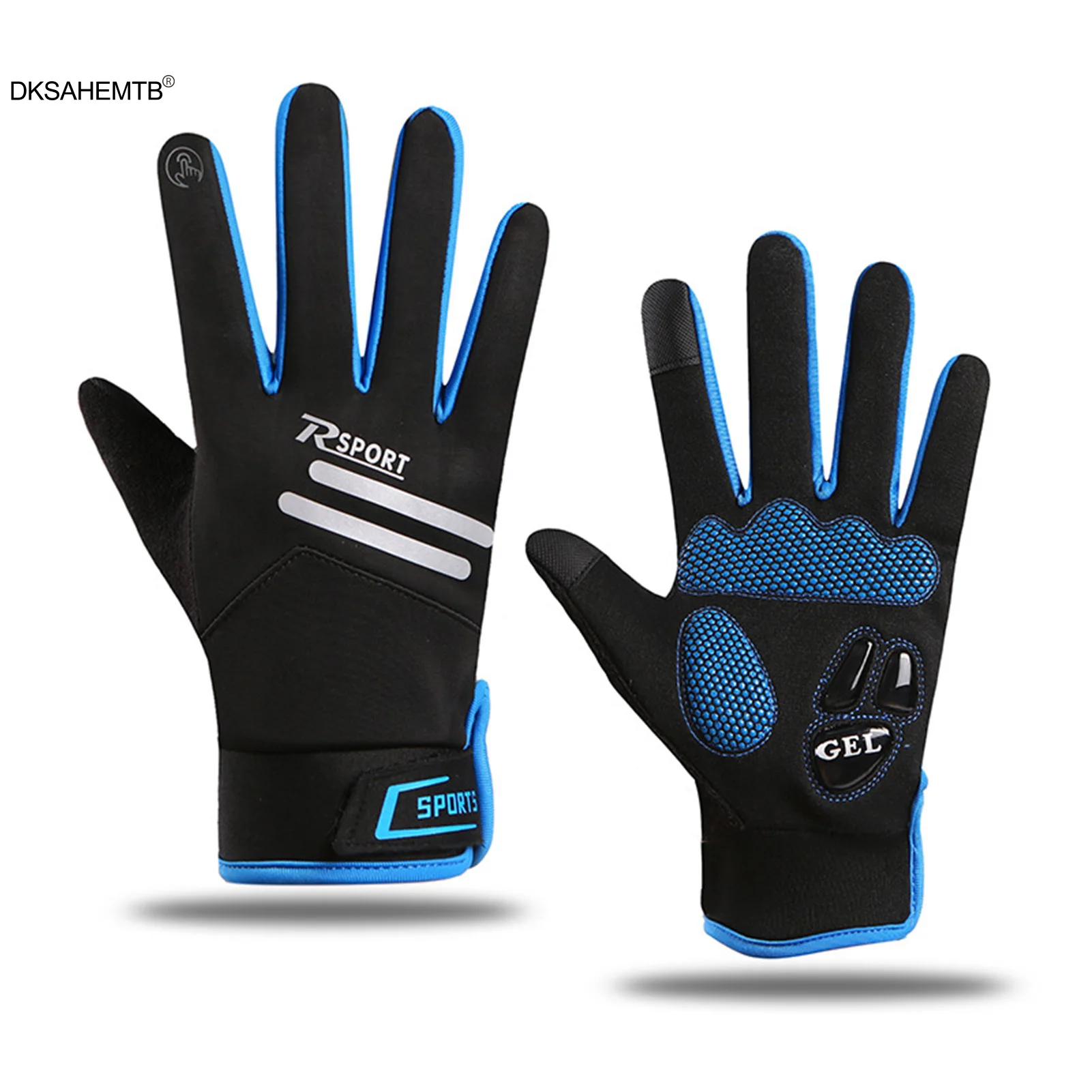 Guantes cálidos para ciclismo de invierno, manoplas de felpa gruesas con diseño de bloqueo de Color a la moda, guantes deportivos a prueba de viento para exteriores para ciclismo