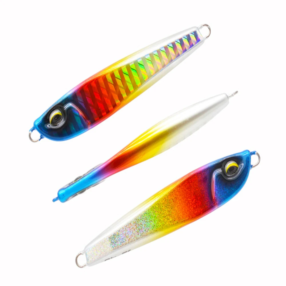 D1 señuelo de plantilla de Metal impreso en 3D, cebo duro de hundimiento láser de doble cara de tiro largo para aparejos de pesca de agua salada, 30g/40g/60g - imagen 2