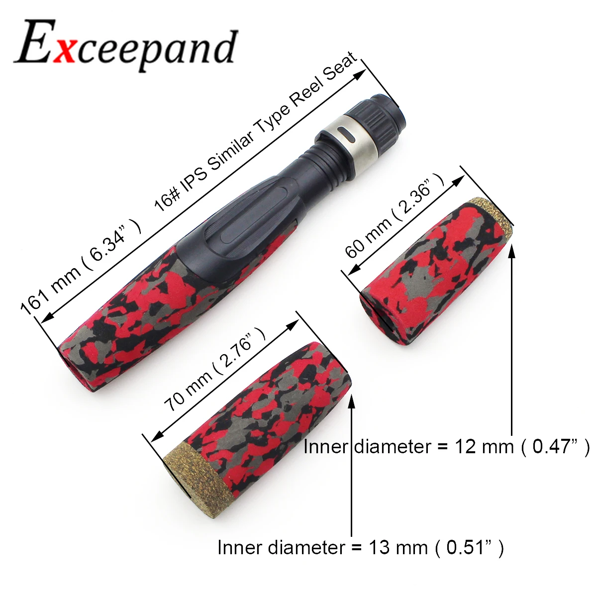 Exceepand rojo verde CAMO EVA mango de caña de pescar giratoria piezas de agarre dividido componente de varilla de reparación DIY para actualización de Lucio - imagen 3