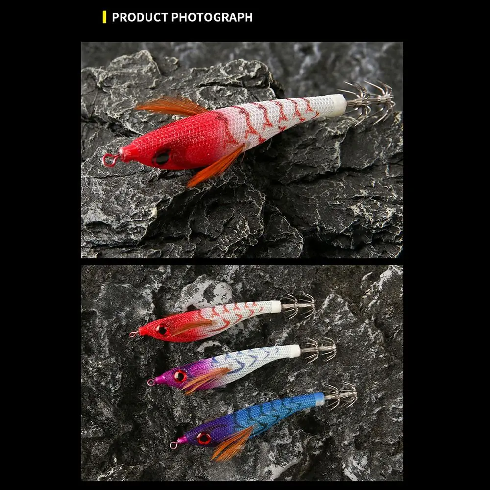 Aparejos de pesca de plomo, anzuelo de calamar 2023, señuelos de camarón de madera, sinker 99mm 6,5g, simulación de cebo de pesca - imagen 4